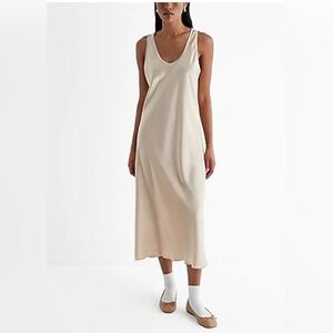 Express Satin Scoop Neck MIDI Slip Dress